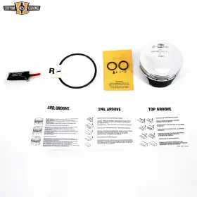689198 Custom Chrome Rear Piston 4-1/8 Inch Bore .010 Oversize With Rings Pin Clips For Revtech 115 Motors