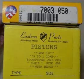 22257-73a Eastern Motorcycle Parts Pistons And Ring Set #22257-73a Size .050 1000cc Sportsters 1972-85