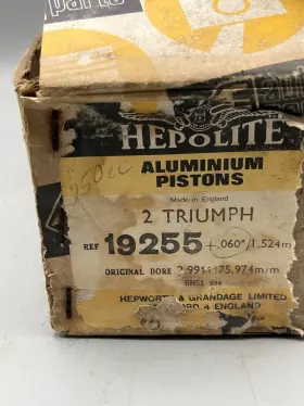 19255 Hepolite Nos-vintage Triumph 750cc Piston Set Original Bore .060 Inch Ref#