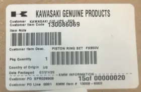 13008-6069 Kawasaki Genuine Part Set Of Piston Rings Mpn# New