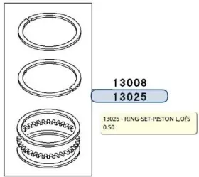 13025-1084 Kawasaki 1987-2009 Vulcan Ninja Ring Set Piston L O/s New Oem
