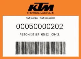 00050000202 Ktm Genuine Piston Kit Gr.i 65 Sx 09-12 -