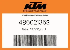 48602135s Ktm Genuine Piston 33 6x35 4 Cpl. -