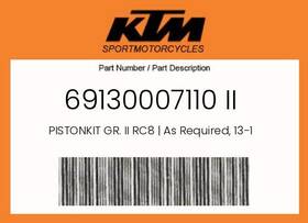 Ktm 69130007110 Genuine Pistonkit Gr. Ii Rc8 As Required 13-14 -