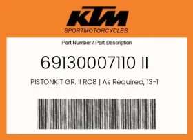 69130007110 Ktm Genuine Pistonkit Gr. Ii Rc8 As Required 13-14 -