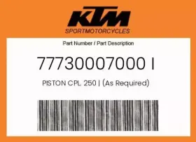 77730007000 Ktm Genuine Piston Cpl. 250 As Required - I