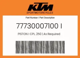 77730007100 Ktm Genuine Piston I Cpl. 250 As Required -