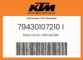 79430107210 Ktm Genuine Piston Kit Gr.i 450 Mx/sm - I