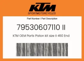 79530607110 Ktm Genuine Piston Kit Size Ii 450 Enduro -