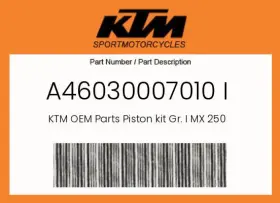 A46030007010 Ktm Genuine Piston Kit Gr. I Mx 250 -