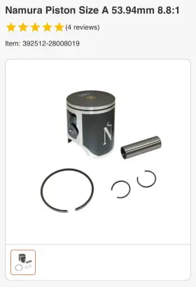 392512-28008019 Namura Technologies Piston Size A 53.94mm 8.8 1 392512-28008019 Namura Technologies Piston Size A 53.94mm 8.8 1