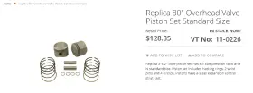 11-0226 V-twin Harley Davidson Replica 80 Inch Overhead Valve Piston Set Standard Size New 11-0226 V-twin Harley Davidson Replica 80 Inch Overhead Valve Piston Set Standard Size New