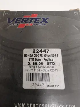 22447 Vertex Cr500 85-01 Honda Cr500r Standard Piston Kit
