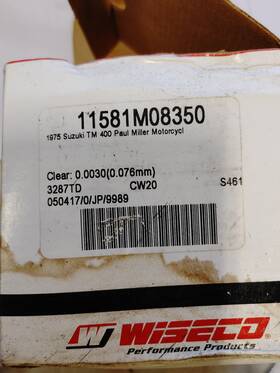 Wiseco 11581m08350 Piston Kit For 1975 Suzuki Tm 400 Paul Miller Motorcy P2ce4