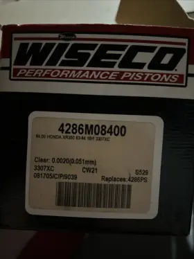 44286m08400 Wiseco 4286m08400 Wyco Piston For 1983 Through 1984 Honda Xr 350 Part Number