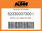Ktm Genuine Piston Cpl. 64MM 2004 - 52330007300 New. Price: $249.73.