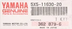 Yamaha Piston Kit Part Number 5X5-11630-20-00 New. Price: $158.99.