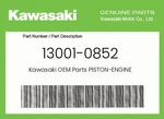 Kawasaki Genuine Piston-engine 13001-0852 New. Price: $157.01.