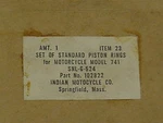 Nos Indian Model 741 Piston Ring Set Standard 102822 (b) New. Price: $19.99.