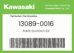Kawasaki Genuine PLATE-CLUTCH,T=2.3 13089-0016 New. Price: $12.45.