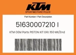 Ktm Genuine Piston Kit Gr.i 150 Mx/enduro - 51630007210 New. Price: $349.96.