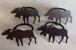 Set Of 4 Moose Shaped Napkin Rings Dark Brown Speckled Metal Pre-owned. Price: $15.99.